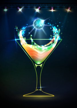 Disko neon kokteyl arka plan