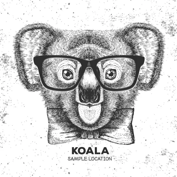 Koala animal Hipster. Dibujo a mano Bozal de koala — Archivo Imágenes Vectoriales