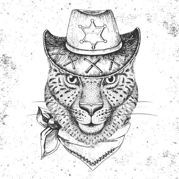 Hipster animal guepard. Dibujo a mano Bozal de guepard — Vector de stock