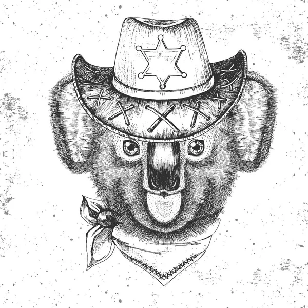 Hipster-Tier Koala. Handzeichnung Schnauze von Koala — Stockvektor