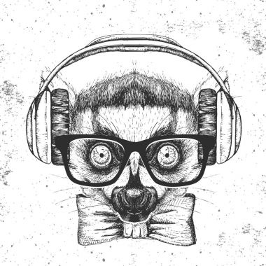 Hipster hayvan lemur. El hayvan lemur namlu çizimi