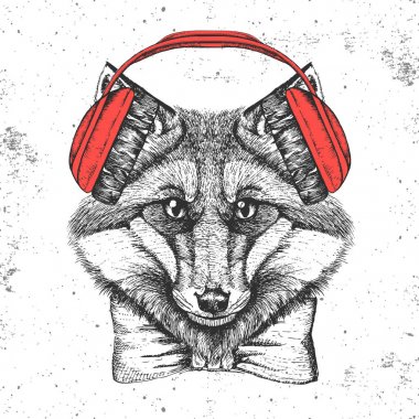 Hipster hayvan tilki. El namlu hayvan Fox çizimi