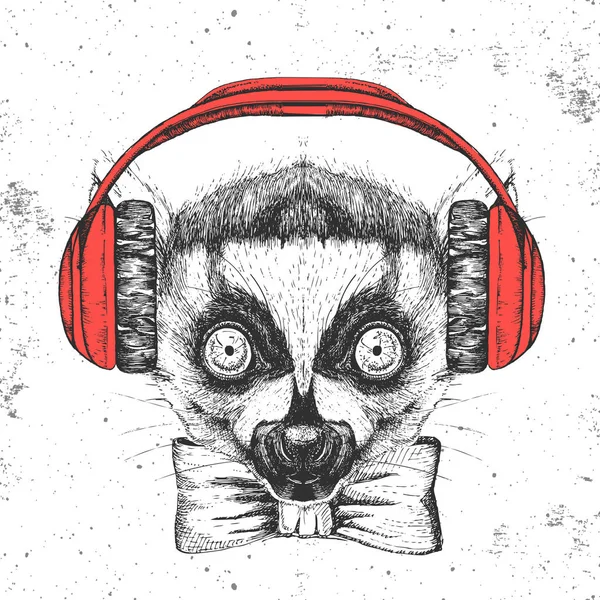 Hipster hayvan lemur. El hayvan lemur namlu çizimi
