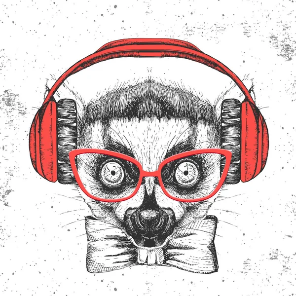 Hipster hayvan lemur. El hayvan lemur namlu çizimi