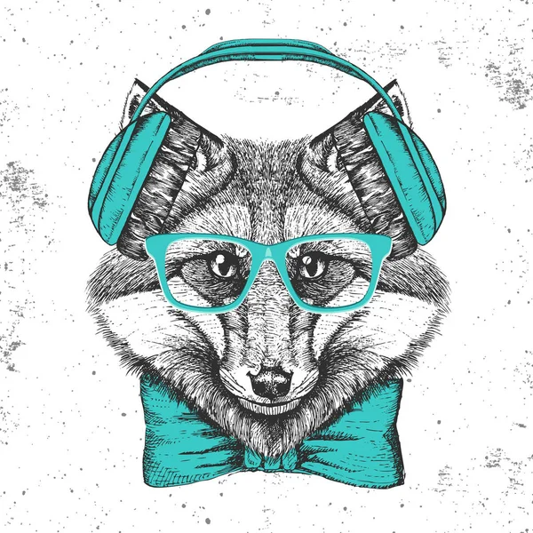 Hipster hayvan tilki. El namlu hayvan Fox çizimi