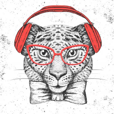 Hipster hayvan guepard. Guepard el çizim namlu