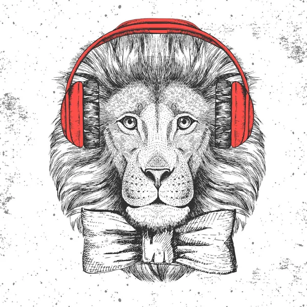 Bokovky zvířat lev. Ruční kreslení tlama lva — Stockový vektor