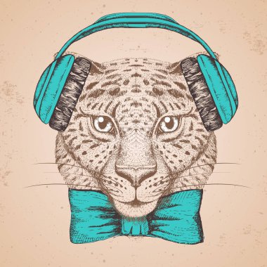 Hipster hayvan guepard. Guepard el çizim namlu