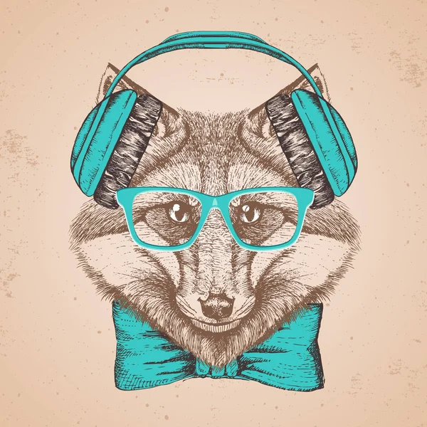 Hipster hayvan tilki. El namlu hayvan Fox çizimi