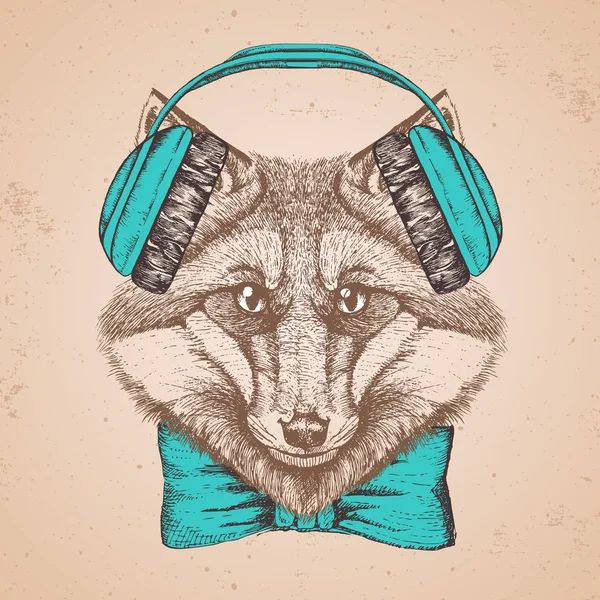 Hipster hayvan tilki. El namlu hayvan Fox çizimi