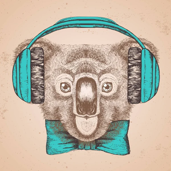 Hipster hayvan koala. El çizim namlu Koala