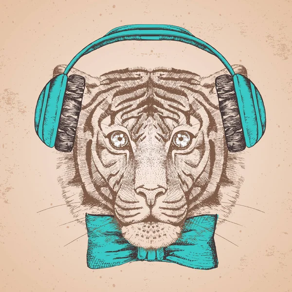 Hipster hayvan kaplan. El çizim namlu Tiger