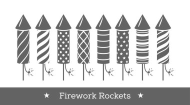 Vektör tatil havai fişek. Roketler ve havai fişek kümesi