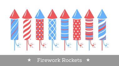 Vektör tatil havai fişek. Roketler ve havai fişek kümesi