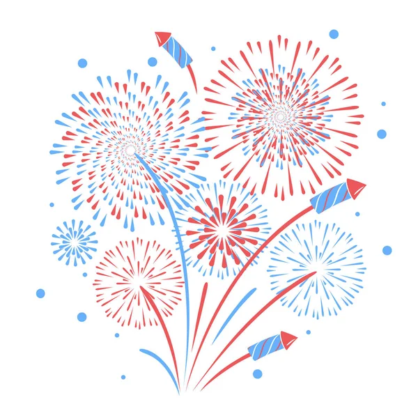 Fogos de artifício vetoriais. Dia de independência de América — Vetor de Stock