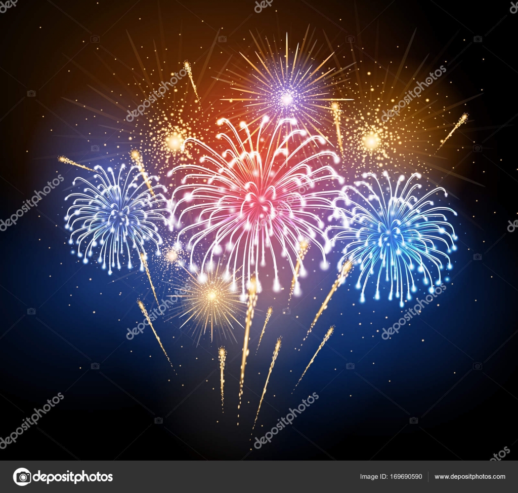 Fuochi d artificio variopinti di festival vacanza giorno dell indipendenza — Vettoriali di annbozshko