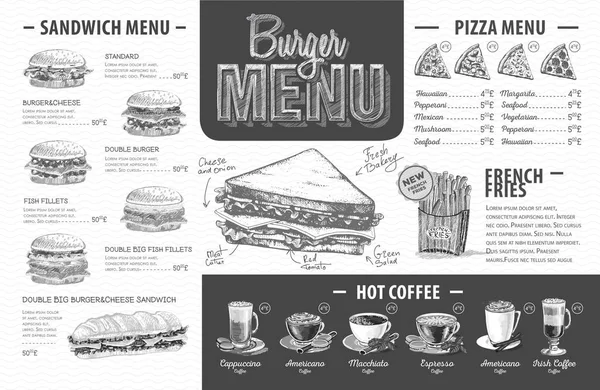 Vintage Hamburger menu ontwerp. Fast-food menu — Stockvector