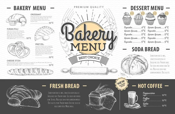 Diseño de menú de panadería vintage. Menú restaurante — Vector de stock