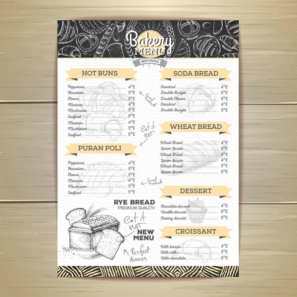 Vintage tebeşir çizim ekmek menü tasarımı. Restoran Menü