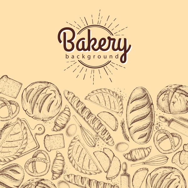 Bakkerij de achtergrond. Bovenaanzicht van bakkerijproducten — Stockvector