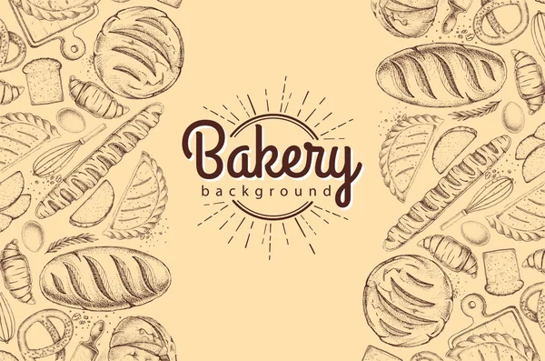 Αρτοποιείο φόντο. Το Top view προϊόντων αρτοποιίας — Διανυσματικό Αρχείο