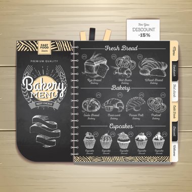 Vintage tebeşir çizim ekmek menü tasarımı. Restoran Menü