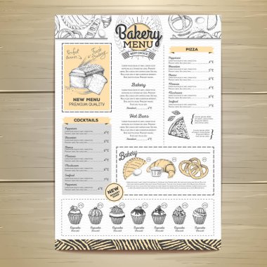 Vintage ekmek menü tasarımı. Restoran Menü. Belge şablonu