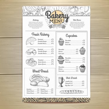 Vintage ekmek menü tasarımı. Restoran Menü. Belge şablonu