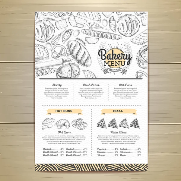 Vintage pekárna menu design. Menu restaurace. Šablona dokumentu — Stockový vektor