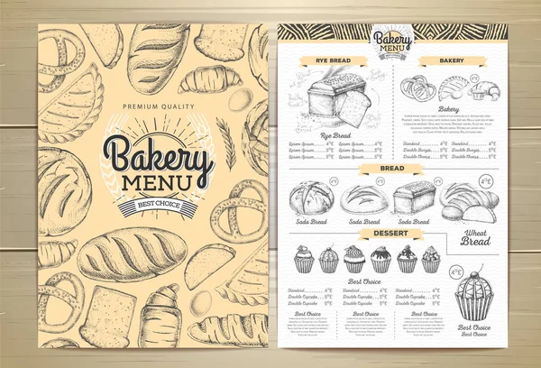 Design de menu de boulangerie vintage. Menu du restaurant. Modèle de document — Image vectorielle