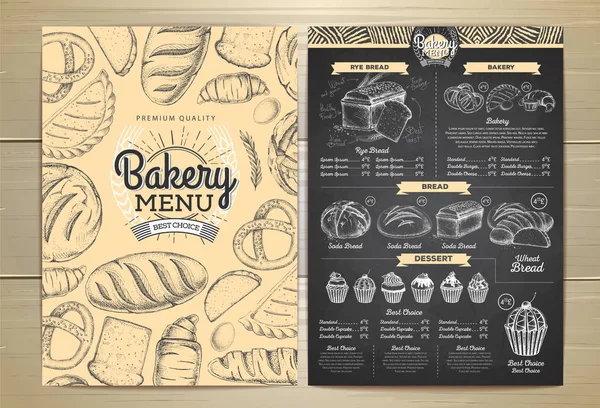 Desenho de giz vintage design de menu de padaria. Menu restaurante — Vetor de Stock