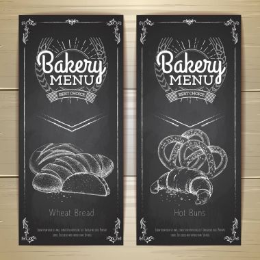 Vintage tebeşir çizim ekmek menü tasarımı. Restoran Menü