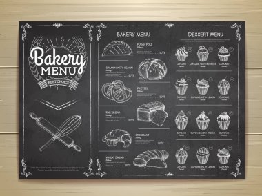 Vintage tebeşir çizim ekmek menü tasarımı. Restoran Menü