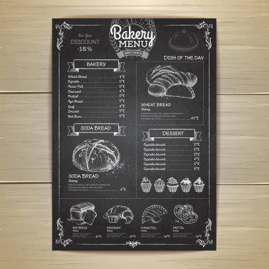 Vintage tebeşir çizim ekmek menü tasarımı. Restoran Menü