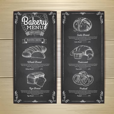 Vintage tebeşir çizim ekmek menü tasarımı. Restoran Menü