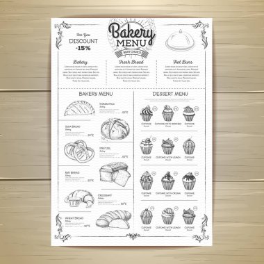 Vintage ekmek menü tasarımı. Restoran Menü. Belge şablonu