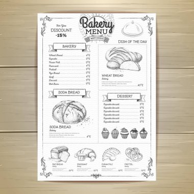 Vintage ekmek menü tasarımı. Restoran Menü. Belge şablonu