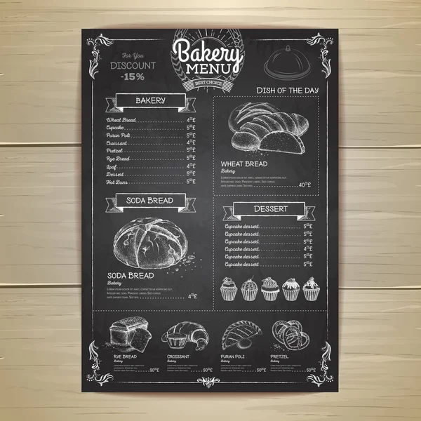 Vintage tebeşir çizim ekmek menü tasarımı. Restoran Menü