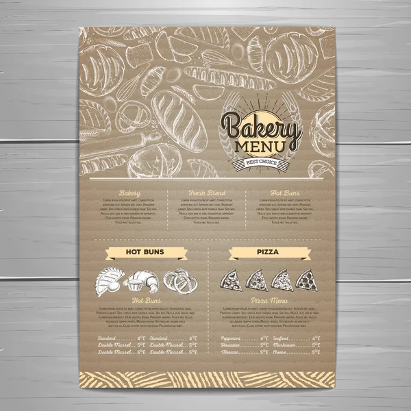 Vintage bakkerij menu ontwerp op kartonnen achtergrond. Restaurant menu — Stockvector