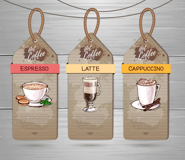 Set de etiquetas de restaurante de diseño de menú de café — Vector de stock