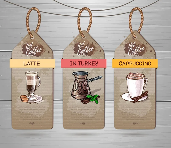 Restaurant etiketten van koffie menu ontwerp — Stockvector