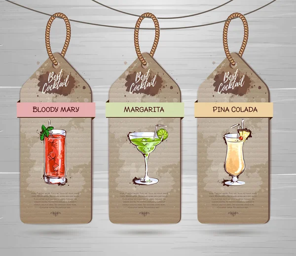 Ensemble d'étiquettes restaurant design de menu cocktail — Image vectorielle