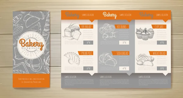 Vintage bakery menu design. Restaurant menu. Document template — Stock Vector