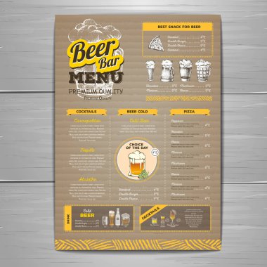 Vintage bira menü tasarımı karton arka plan üzerinde.