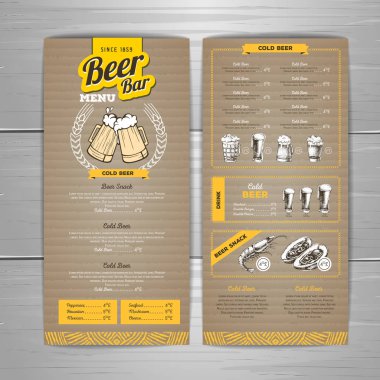 Vintage bira menü tasarımı karton arka plan üzerinde.