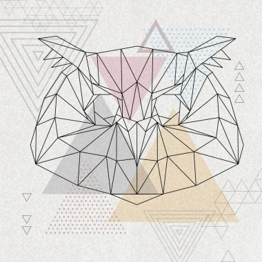 Soyut poligonal tirangle hayvan baykuş. Hipster hayvan illüstrasyon