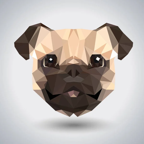 Abstract polygonal tirangle animal pug-dog. Hipster animal illustration — Stock Vector