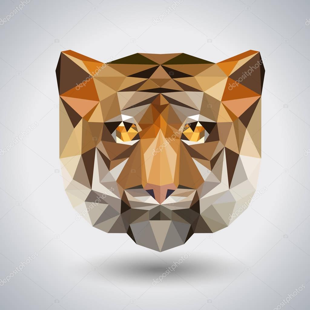 Abstract polygonal tirangle animal tiger. Hipster animal illustration