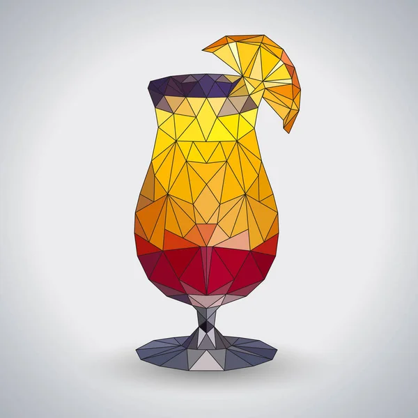 Abstracte veelhoekige tirangle cocktail tequila sunrise. Hipster cocktailkaart — Stockvector