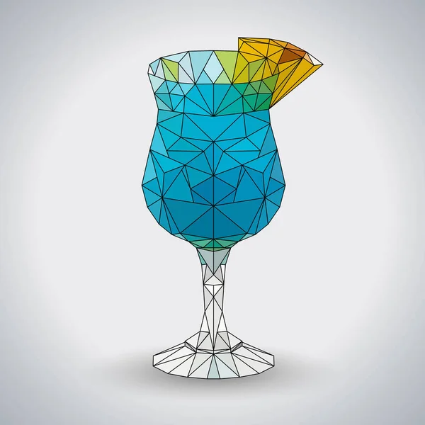 Abstracte veelhoekige tirangle cocktail blue hawaii. Hipster cocktailkaart — Stockvector